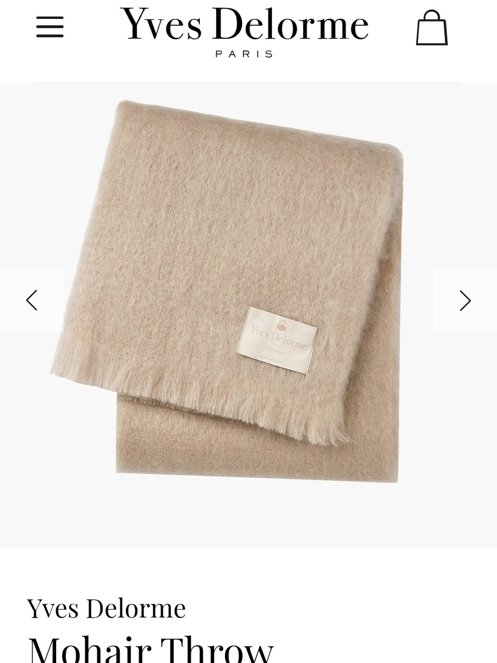 Yves Delorme Mohair Throw